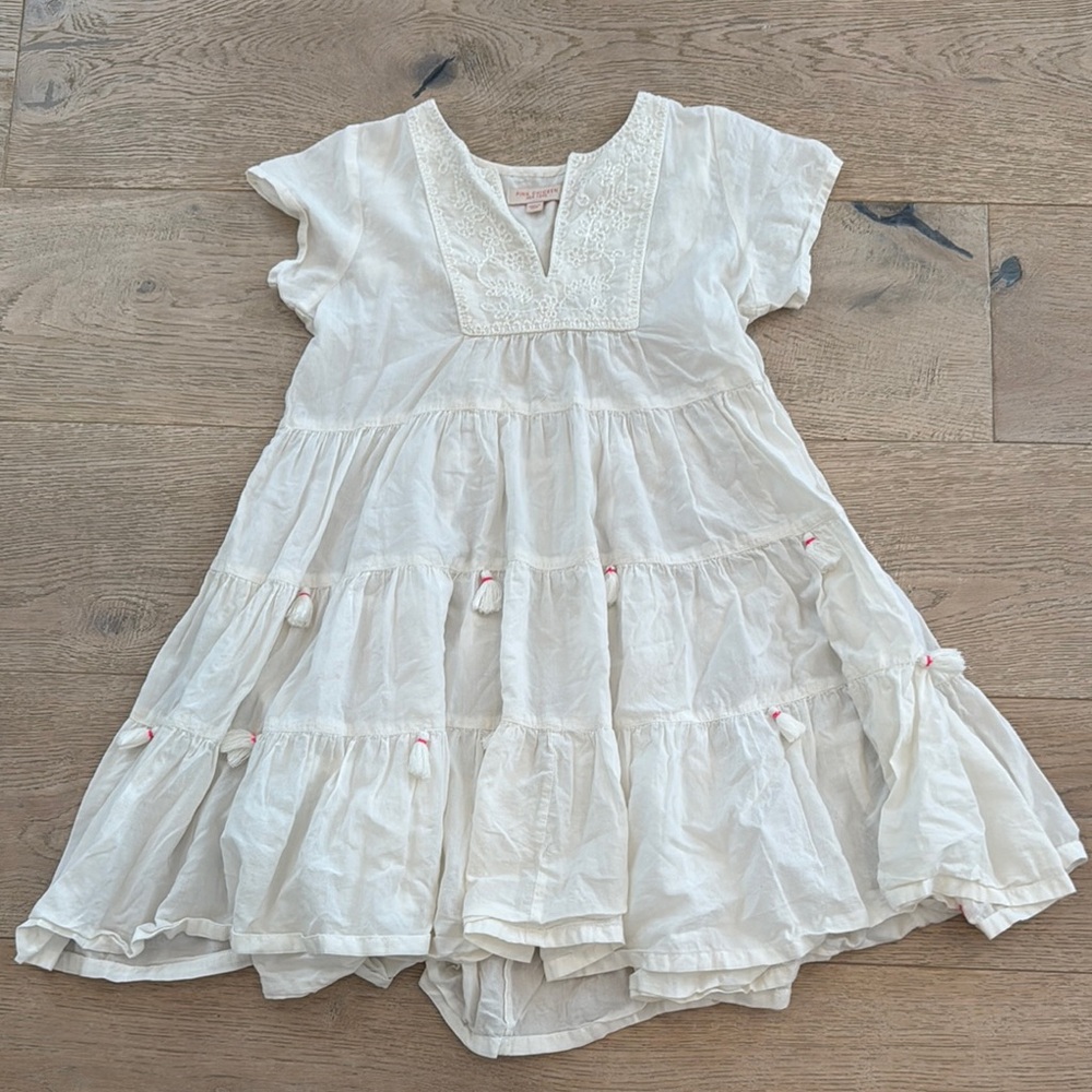 Pink Chicken Charming Cream Kids Dress with tassels.